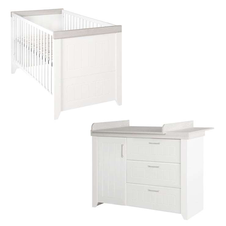 Furniture set 'Wilma' incl. convertible cot 70 x 140 cm & wide changing table dresser