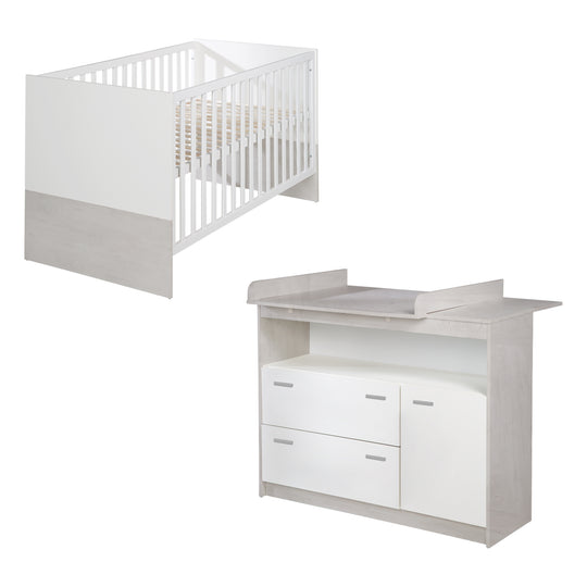 Furniture Set 'Julia' 2-Piece, Including Convertible Children's Bed 70 x 140 cm & Wide Changing Table