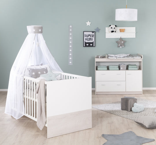 Furniture Set 'Julia' 2-Piece, Including Convertible Children's Bed 70 x 140 cm & Wide Changing Table