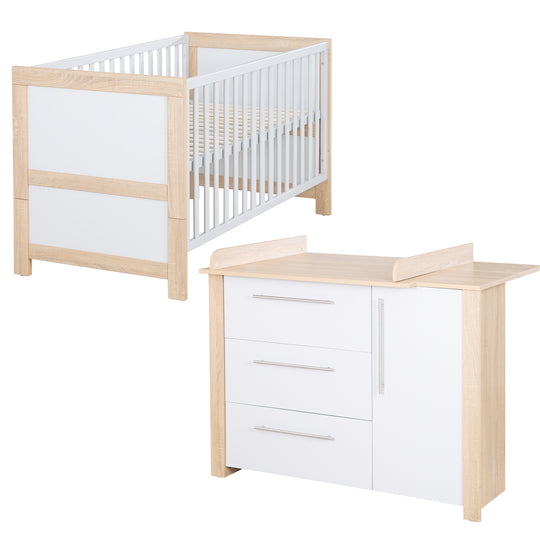 Conjunto de muebles 'Matilda', incluye cuna infantil 70x140 cm y cómoda con cambiador