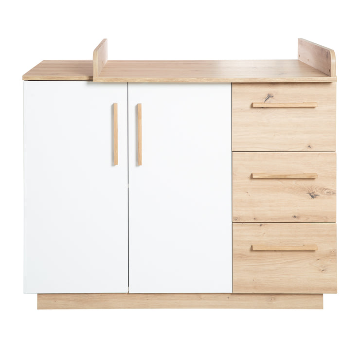 Furniture Set 'Lion 2 pc - Cot 70x140 + Changing Table - White - Decor 'Artisan Oak'
