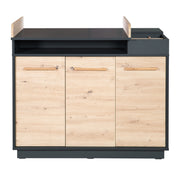 Furniture Set 'Lenn' - Cot 70x140 + Changing dresser - Anthracite - Decor 'Artisan Oak'