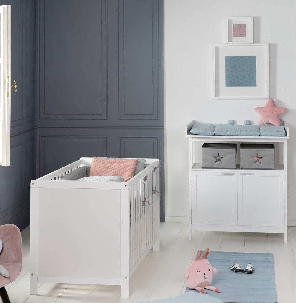 Nursery Set with Changing Table 'Hamburg' & Co-Sleeper Bed including Slatted Frame 60 x 120 cm