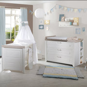 Conjunto de habitaciones 'Felicia' incluido combi cama 70 x 140 cm, wrap commode & 3-door closet, Luna Elm / blanco