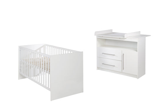 Furniture Set 'Maren' including Convertible Children's Bed 70 x 140 cm & Wide Changing Table, White