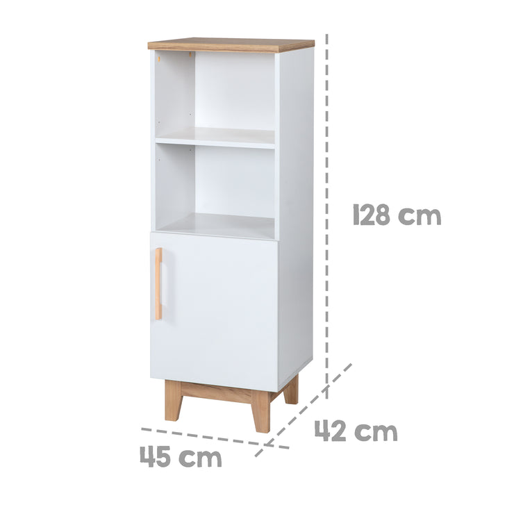 Standing shelf 'Finn', wooden shelf for baby / children's room, soft-close technology, white / golden oak