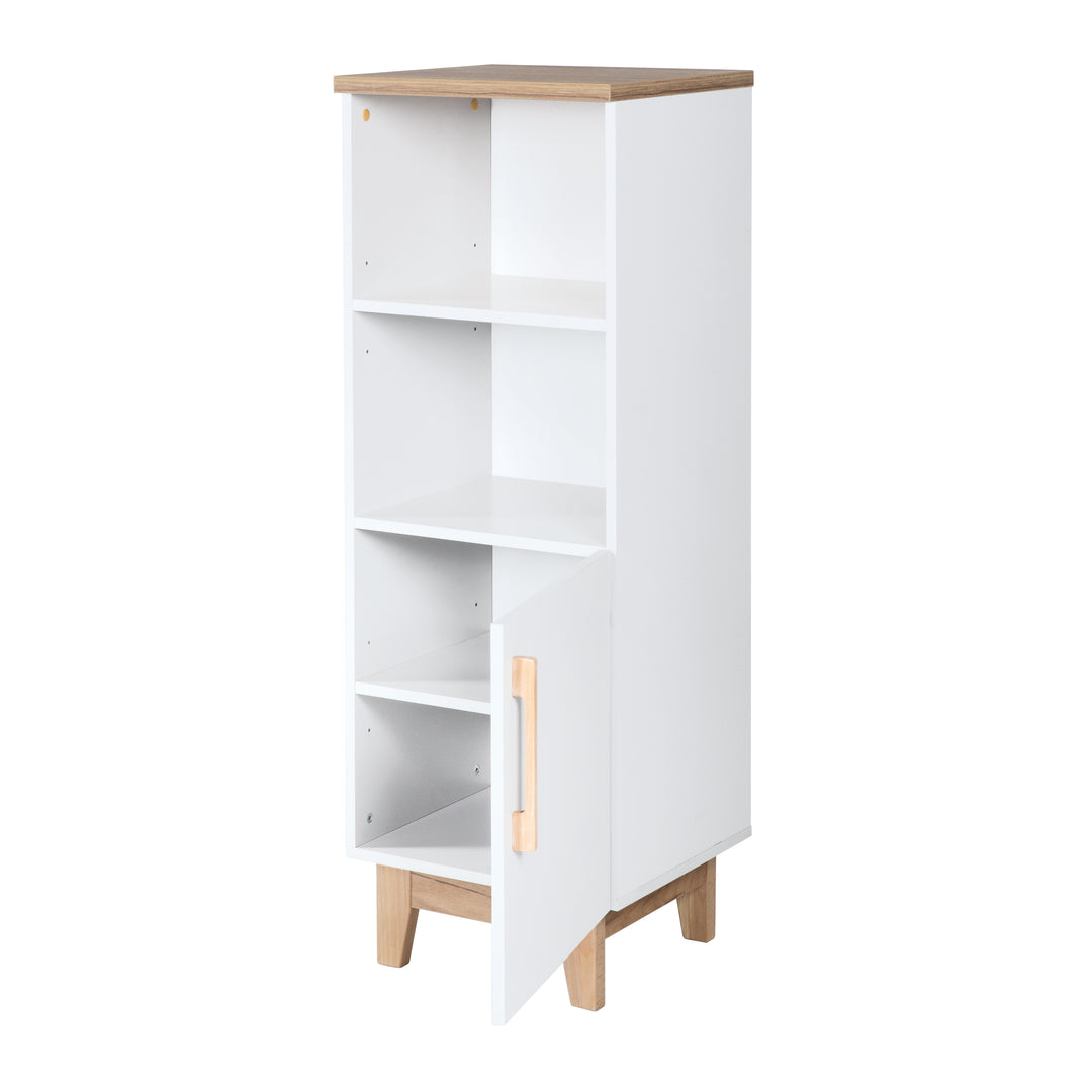 Estante independiente 'Finn', estante de madera para habitación de bebé/niños, técnica Soft-Close, blanco/roble dorado