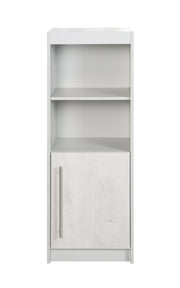 Scaffale "Maren 2", scaffale in legno per camerette, grigio chiaro, bianco