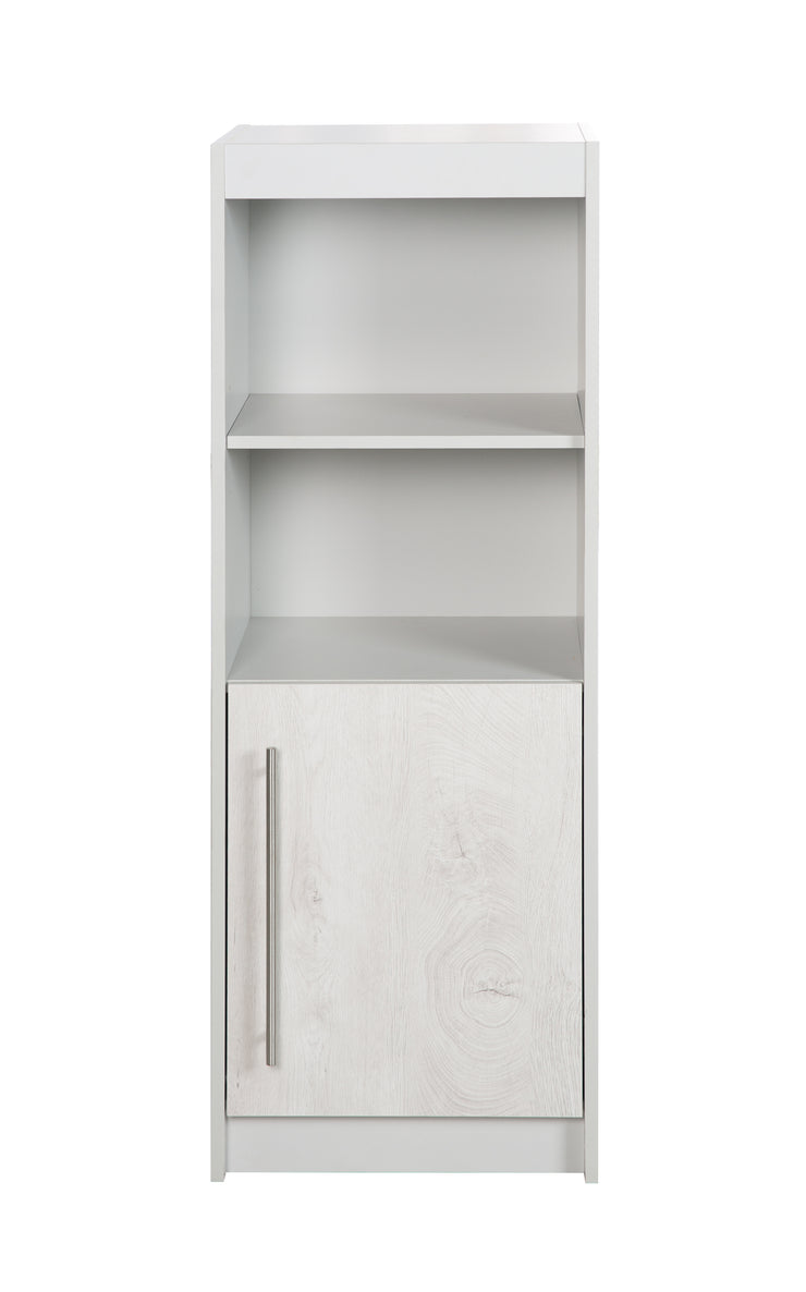 Scaffale "Maren 2", scaffale in legno per camerette, grigio chiaro, bianco