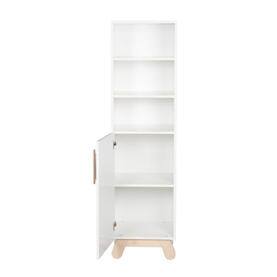 Standregal 'Clara', 3 offene Fächer, Korpus in Weiß, Füße & Griffe aus Massivholz