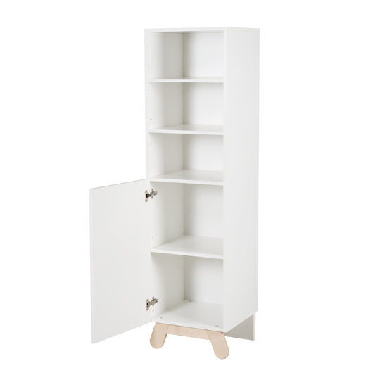 Standregal 'Clara', 3 offene Fächer, Korpus in Weiß, Füße & Griffe aus Massivholz