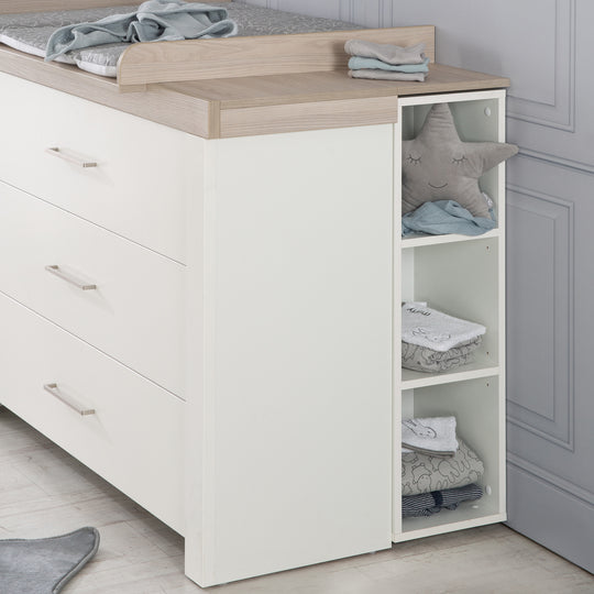 Estante lateral universal, blanco, adecuado debajo de las cómodas de cambio, para habitación de bebé y niños