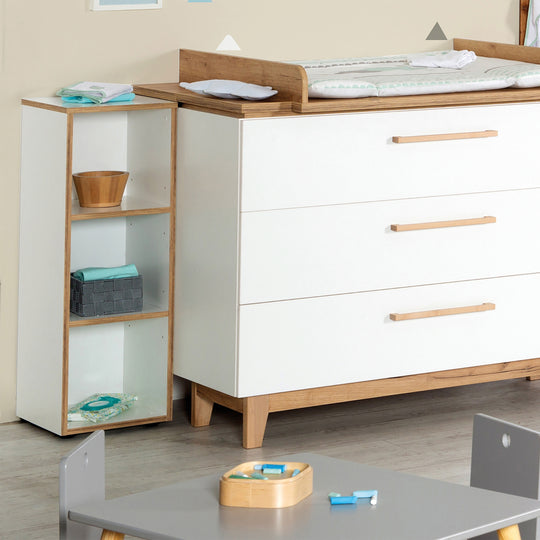 Mensola laterale 'Finn', si inserisce sotto il fasciatoio 'Finn', per camerette e camerette, bianco, legno