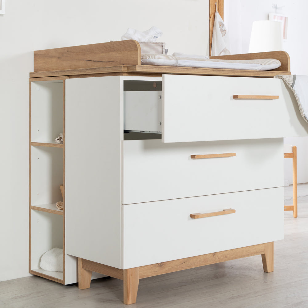 Seitenregal 'Finn', passend unter Wickelkommode 'Finn', für Baby- & Kinderzimmer, weiß, Holz