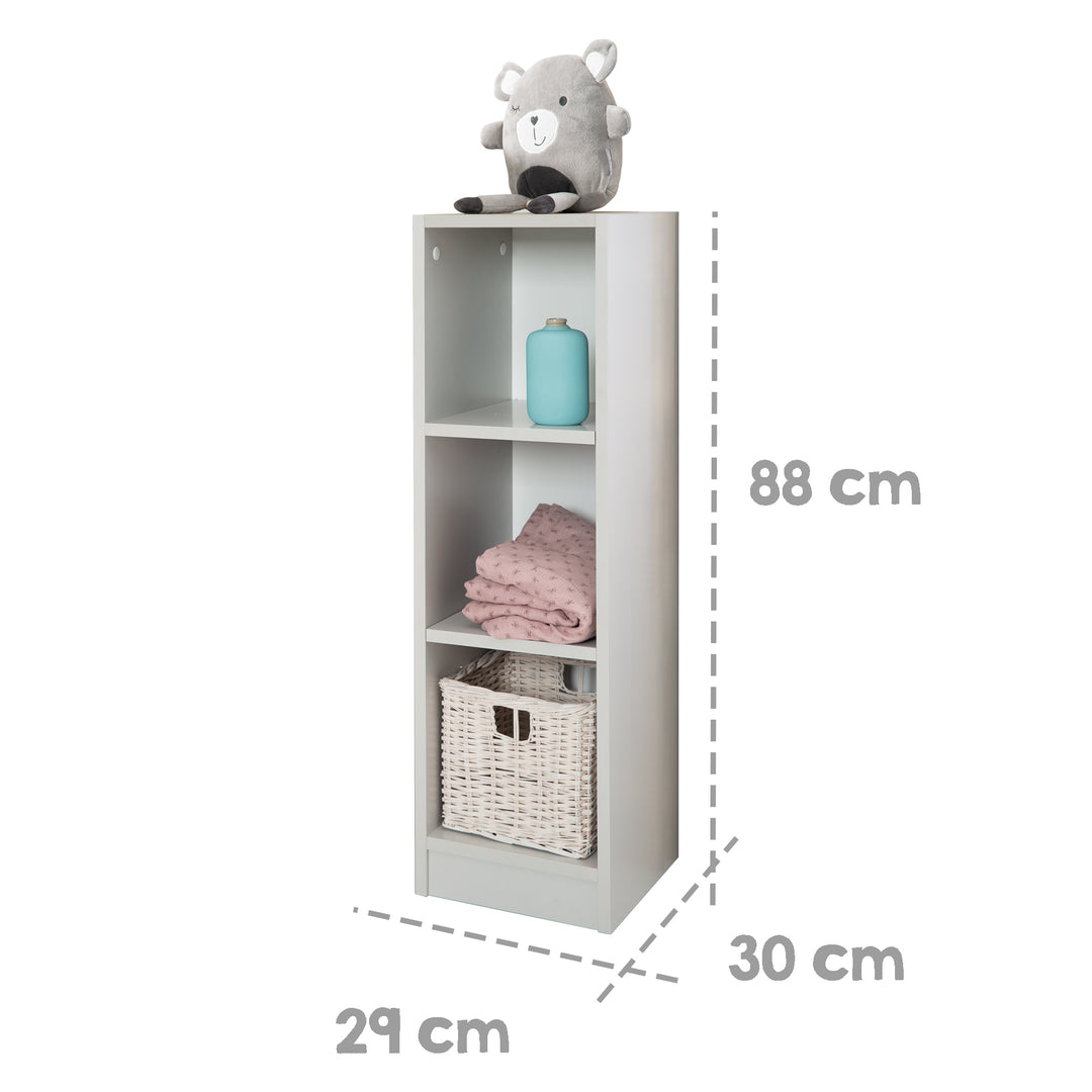 Estante lateral 'Maren 2', compatible con la cómoda para cambiar 'Maren 2', para habitación infantil, gris claro, blanco