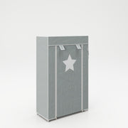 Armario de almacenaje textil 'Little Stars', para niños, bebés o salón, motivo estrella gris, 58.0 x 28.0 x 90.0 cm