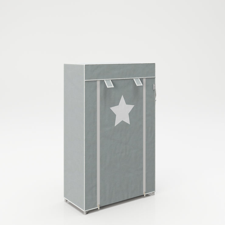 Mobile portaoggetti in tessuto "Little Stars", per bambini, per la cameretta, motivo a stella grigio, 58 x 28 x 90 cm