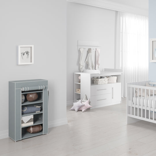 Armario textil 'Little Stars', para habitación infantil, bebé o sala, motivo estrellado gris, 58 x 28 x 90 cm