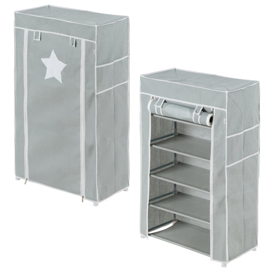 Armario textil 'Little Stars', para habitación infantil, bebé o sala, motivo estrellado gris, 58 x 28 x 90 cm