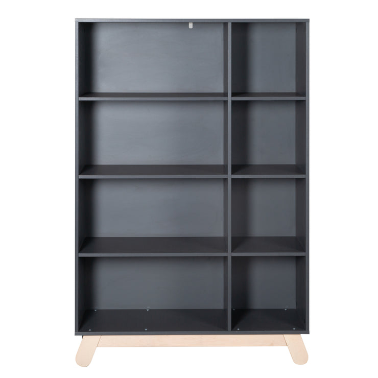 Square storage shelf 'Jara' - 8 compartments - Solid wood feet - Charcoal