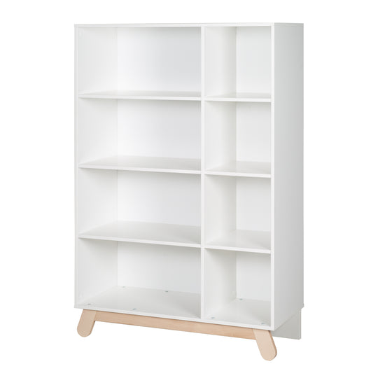 Quadratisches Spielregal 'Clara' - 8 offene Fächer - Füße aus Buche-Echtholz - Weiß