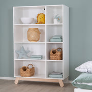 Square storage shelf 'Clara' - 8 compartments - Solid wood feet - White