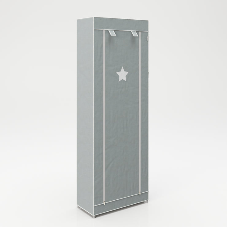 Textile storage cabinet 'Little Stars' for children's, baby or living room, star motif grey, 158 x 58 x 28 cm