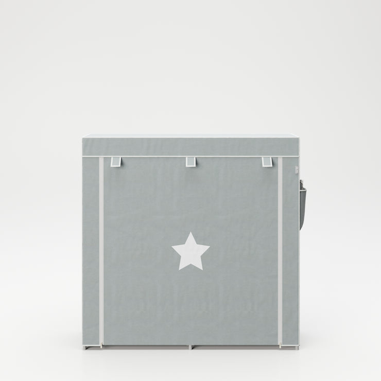 Armoire de rangement en textile "Little Stars", gris vert, avec motif d'étoile, 113 x 28 x 108 cm