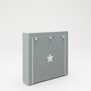 Armoire de rangement en textile "Little Stars", gris vert, avec motif d'étoile, 113 x 28 x 108 cm