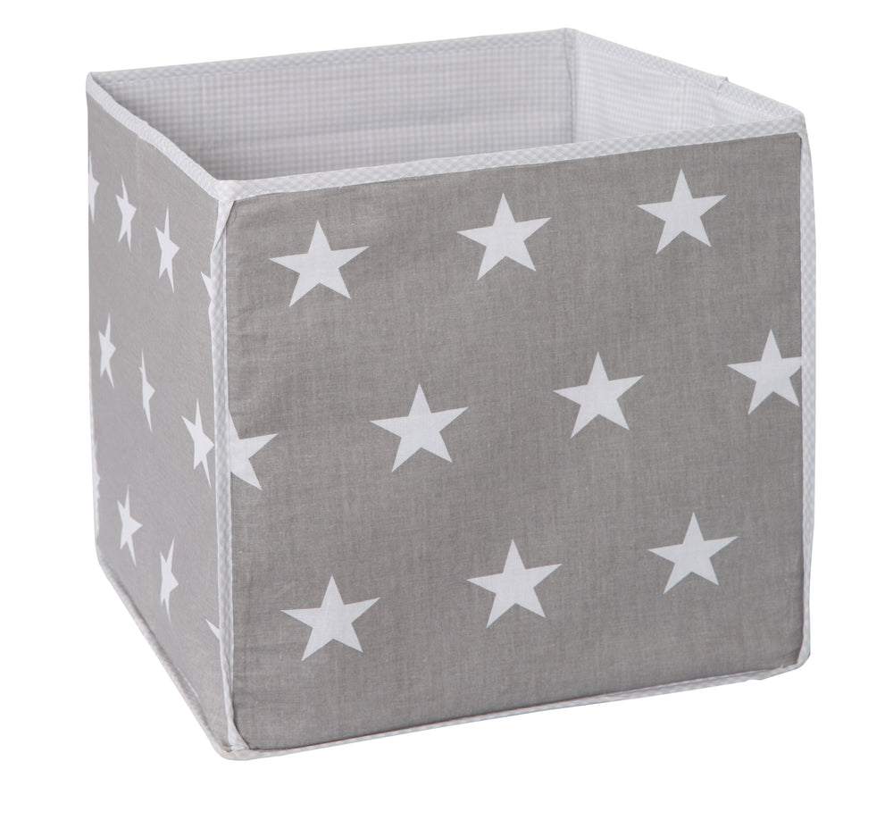 Boîte de rangement 'Little Stars', boîte en toile pour jouets, décoration, gris avec étoiles blanches