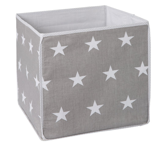 Boîte de rangement 'Little Stars', boîte en toile pour jouets, décoration, gris avec étoiles blanches