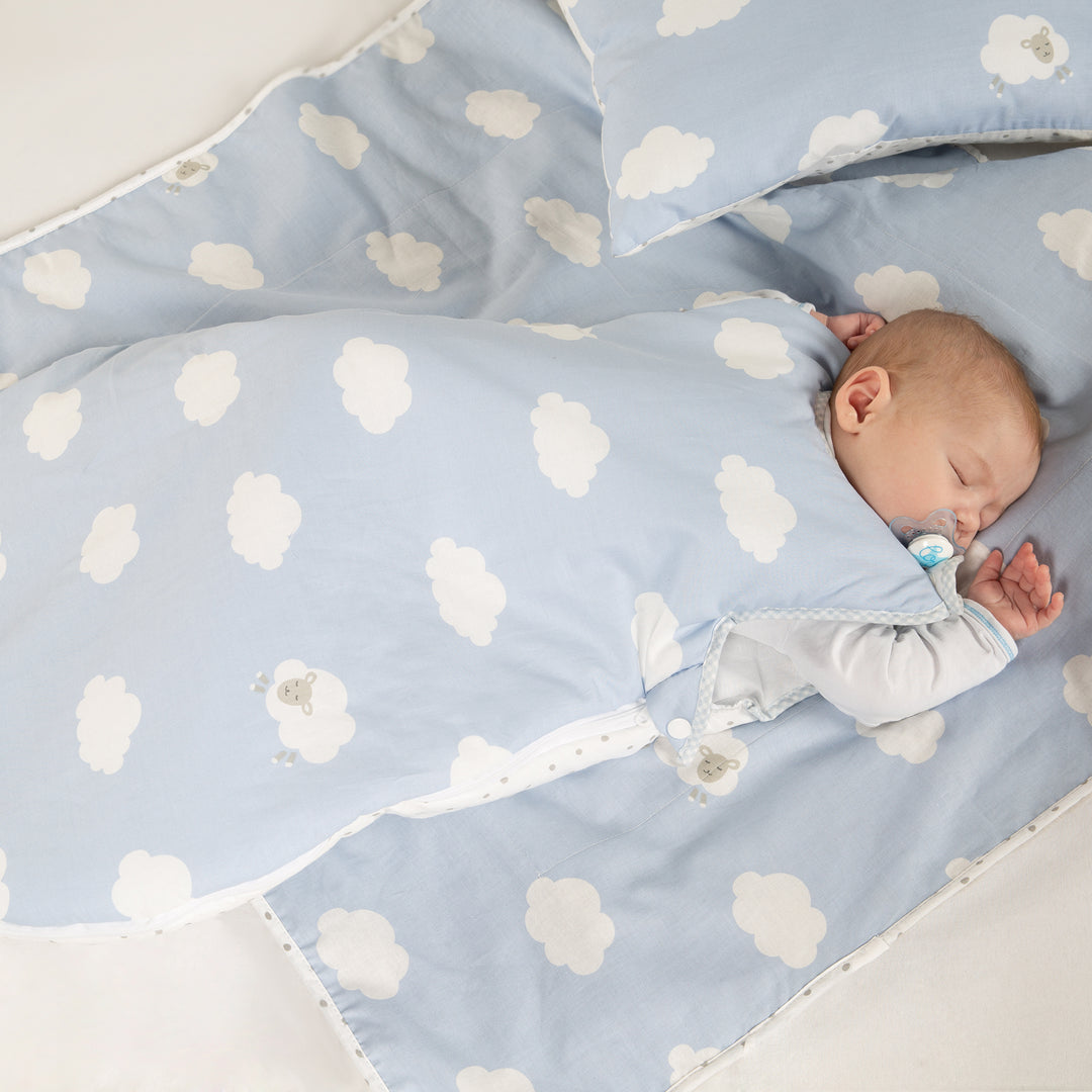 Gigoteuse bébé 'Kleine Wolke blau', 70 - 90 cm, toute l'année, en coton aéré, unisexe
