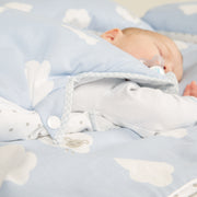 Saco de dormir 'Kleine Wolke blau', 70 - 90 cm, todo el año, algodón transpirable, unisex