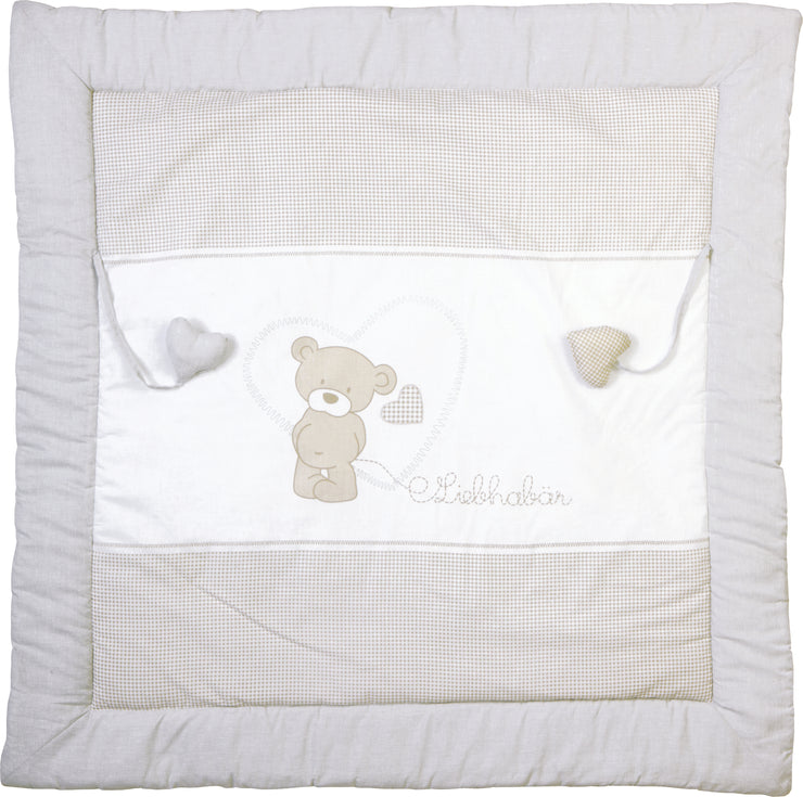 Crawling blanket 'Liebhabear', 100 x 100 cm, play/running grille insert, 100% cotton