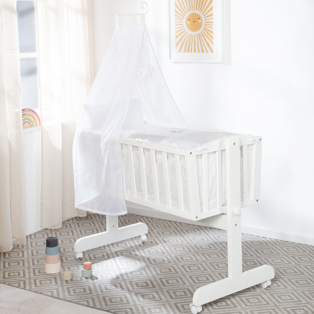 Set di pesatura completo 'Fox e Bunny', 40 x 90 cm, bianco, con funzione di bloccaggio, accessori inclusi