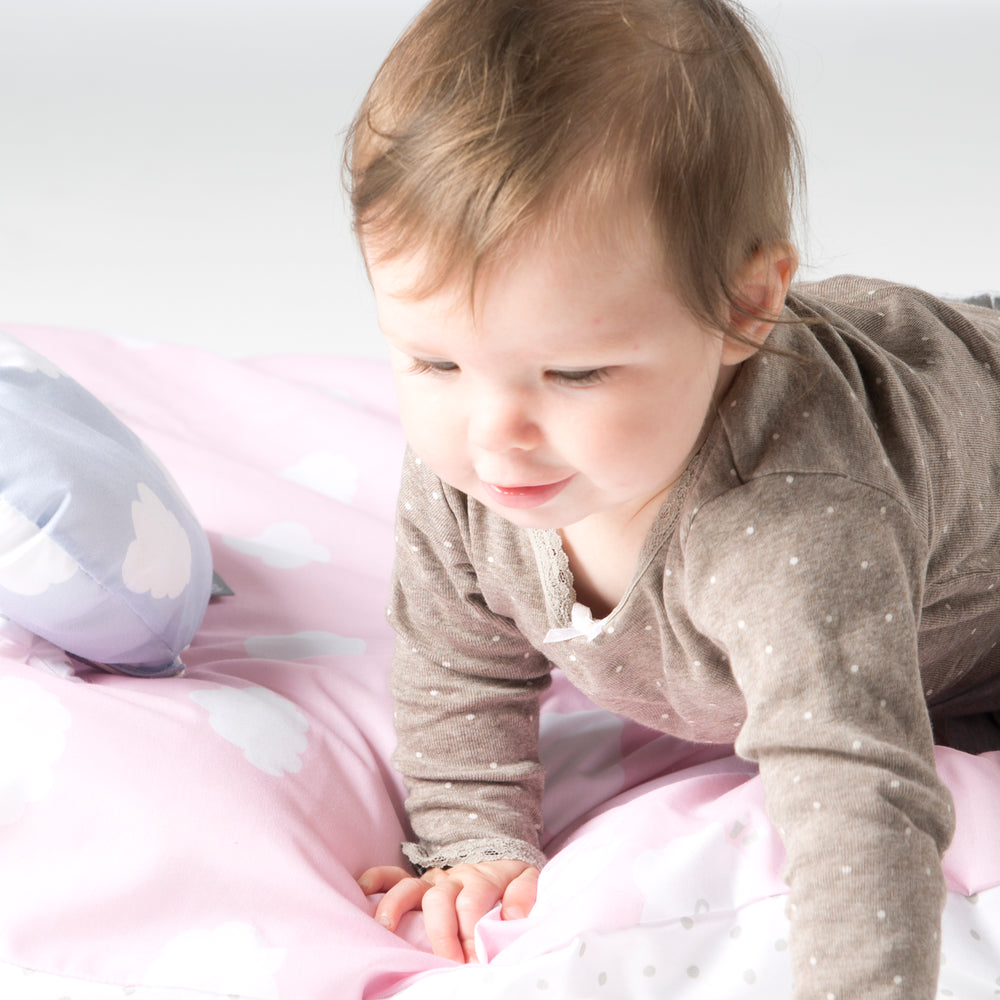 Cradle Bedding 'Small Cloud Pink', 2-Piece Cradle Set, Baby Bedding 80 x 80 cm, 100% Cotton