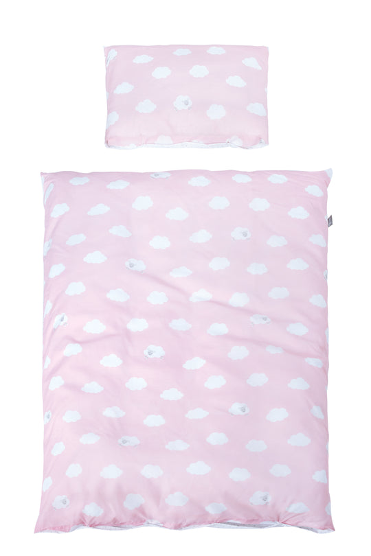 Ropa de cama 'Kleine Wolke rosa', 2 piezas, ropa de cama para niños 100 x 135 cm, 100% algodón