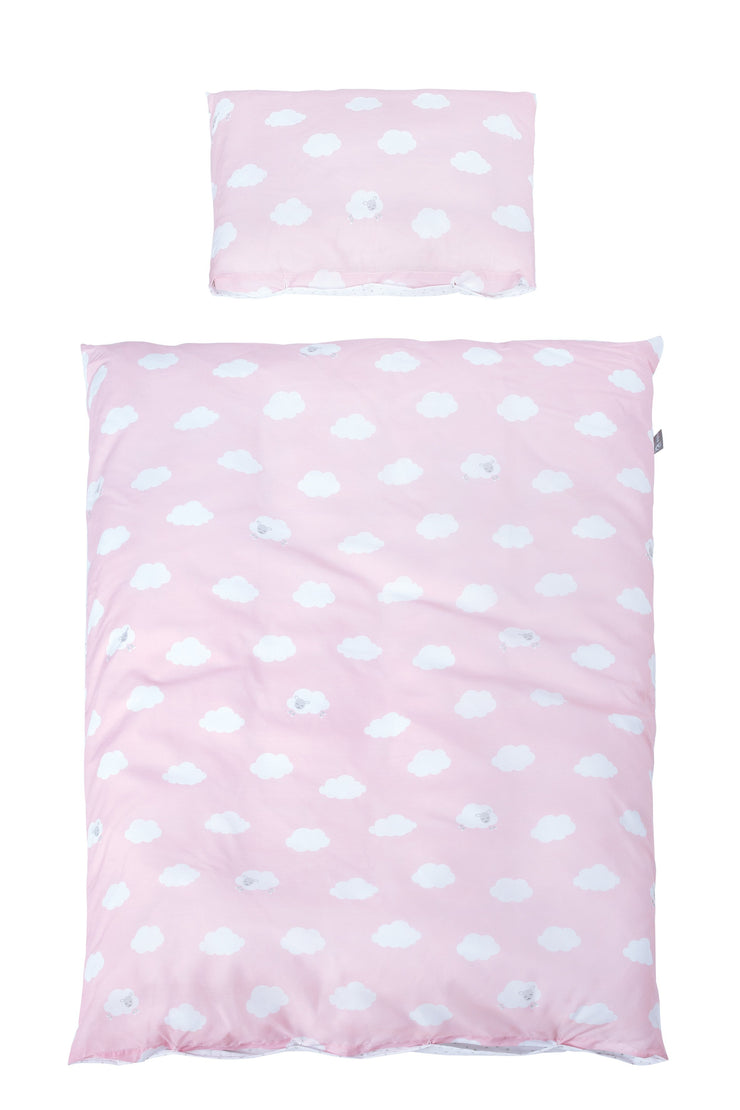 Cradle bed linen 'Little Cloud Pink', 2-piece cradle set, baby bed linen 80 x 80 cm, 100% cotton