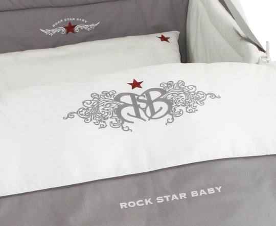 Set de literie pour bébé 'Rock Star Baby 1', 4-pièces, incl. draps 100 x 135 cm, nid et baldaquin