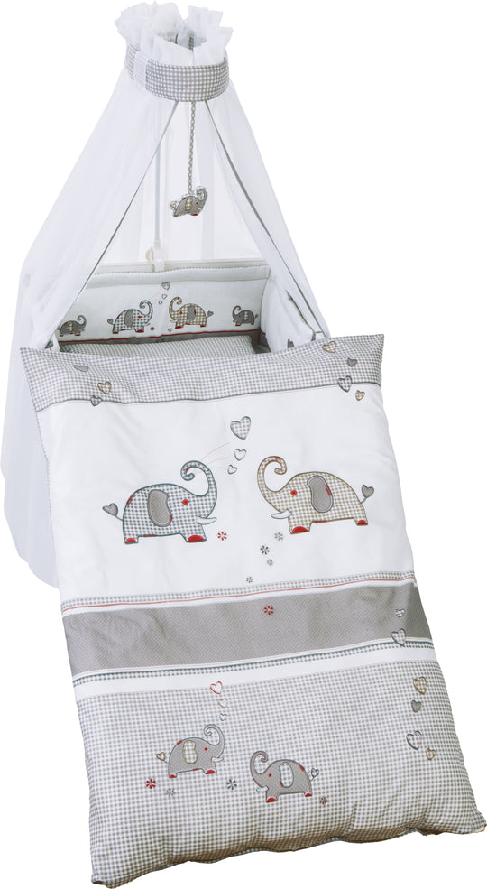 Set da letto per bambini 'Jumbotwins', 4 pezzi, set da letto con biancheria da letto 100 x 135 cm, nido e baldacchino