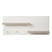 Wall shelf 'Felicia', wall board above changing table, 2 shelves, 2 hooks, white / Luna Elm