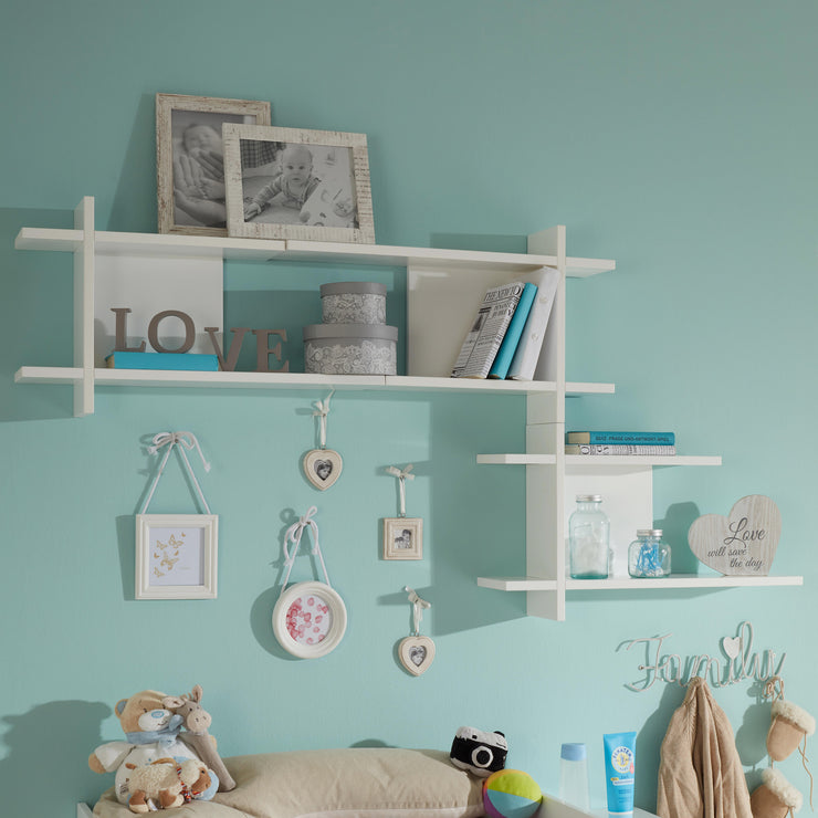 Wall shelf set of 3 'Nordic weiss', variable combination, furnishing shelf in baby & children's room
