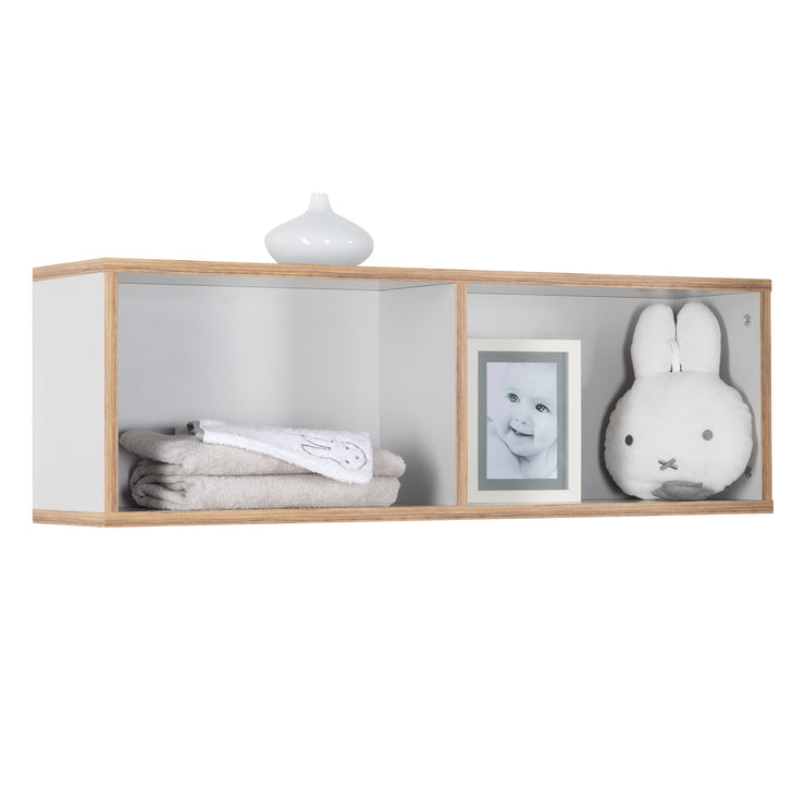 Wall shelf 'Caro', matching the changing table 'Caro', hanging shelf for children's rooms, light gray / gold oak