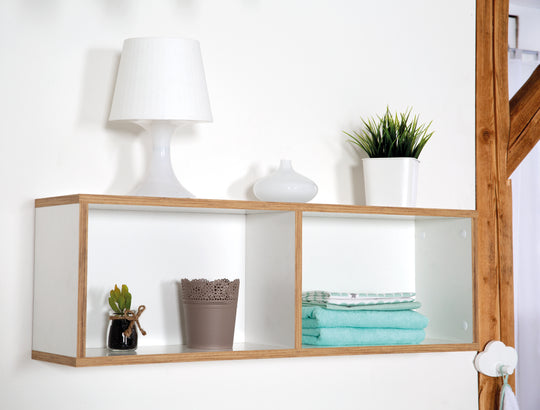 Estante de pared 'Finn', adecuado para la cómoda de cambio 'Finn', estante colgante para habitación infantil, blanco/roble dorado