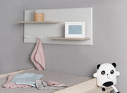 Mensola da parete "Helene", abbinata al fasciatoio "Helene", mensola pensile per camera bambini, grigio chiaro