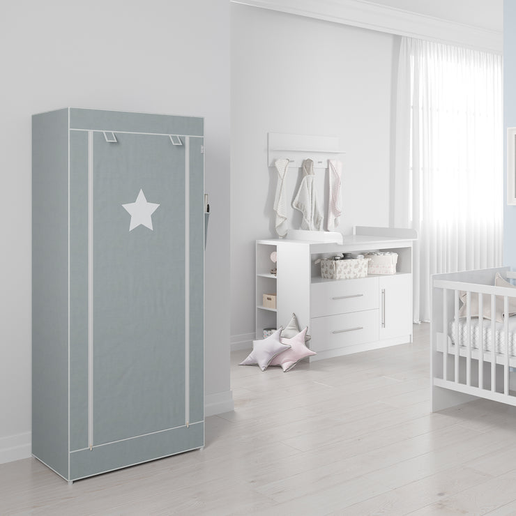 Textile wardrobe 'Little Stars' for baby, children's or living room, 70 x 45 x 168 cm