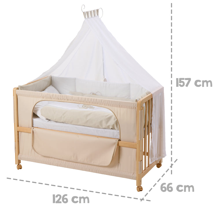 Cuna de colecho 'Liebhabaer', 60 x 120 cm, cama supletoria a la cama de los padres con equipo completo