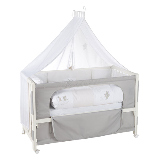 Room Bed 'Fox & Bunny', 60 x 120 cm, Adjustable Height, Co-Sleeping Bed with Complete Equipment