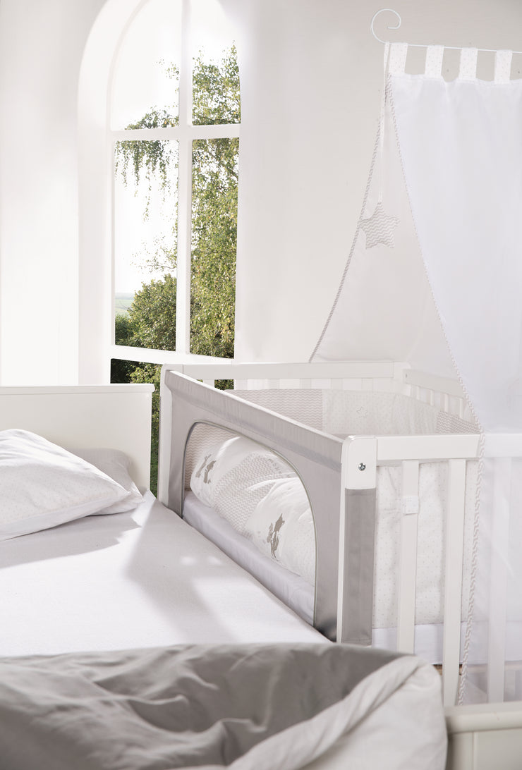 Camera letto "Fox e Bunny", 60 x 120 cm, regolabile in altezza, letto che si attacca al letto dei genitori, attrezzatura completa