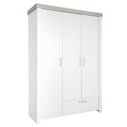 Wardrobe 'Wilma' 1 drawer, 3 hinged doors, children's furniture, wardrobe in white / Luna Elm
